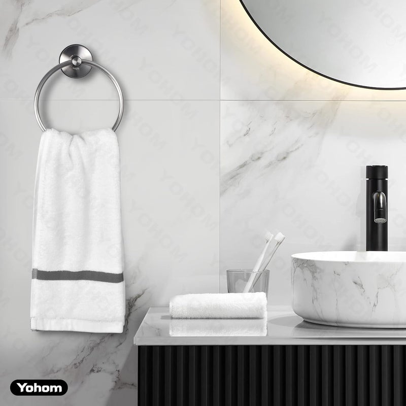 OHOM Suction Cup Towel Ring Hand Towel Holder for Bathroom Vacuum Suction Washcloth Holder Dish Towel Hanger for Shower Wall No Drill Stainless Steel Brushed Finish - Image 4